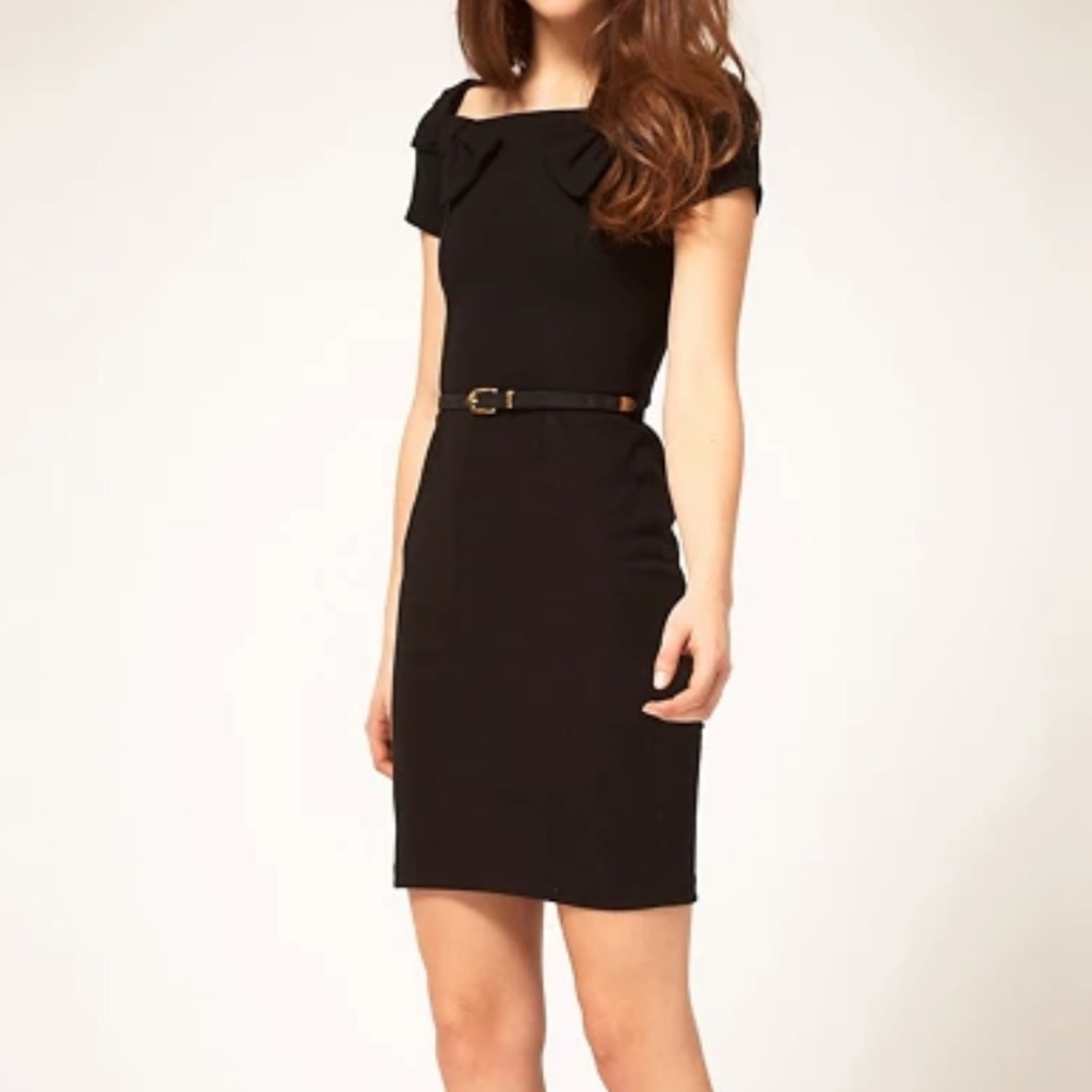 Bow collar Black dress